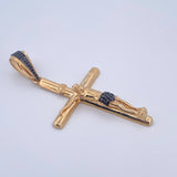 Pendant Cross Christ 7.65gr / 6.5cm / Black Zircons Two-tone Black Yellow 18K $