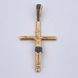 Pendant Cross Christ 7.65gr / 6.5cm / Black Zircons Two-tone Black Yellow 18K $