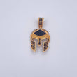 Pendant Gladiator Helmet 3.45gr / 3cm / Black Zircons Two-tone Black Yellow 18K &