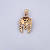 Pendant Gladiator Helmet 3.45gr / 3cm / Black Zircons Two-tone Black Yellow 18K &