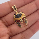 Pendant Gladiator Helmet 3.45gr / 3cm / Black Zircons Two-tone Black Yellow 18K &