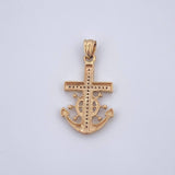Pendant Anchor Rudder 2.8gr / 3cm / White Zircons 18K Yellow Gold $