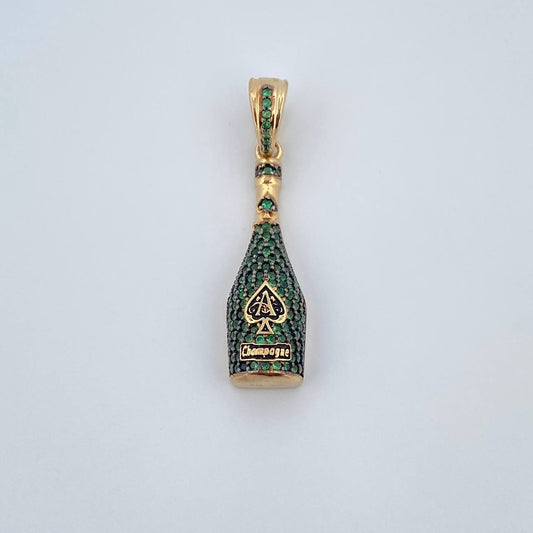 Pendant Bottle 4gr / 3.6cm / Green Zircons 18K Yellow Gold $