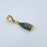 Pendant Bottle 4gr / 3.6cm / Green Zircons 18K Yellow Gold $
