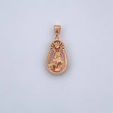 Pendant Virgen Del Carmen 2.45gr / 2.5cm / Black White Zircons 18K Rose Gold $
