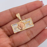 Pendant One Dollar 3.45gr / 2.5cm / White Zirconia Three 18K Gold $