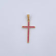 Dije Cruz 1.1gr / 3.3cm / Circones Fucsias Oro Amarillo 18K $