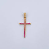 Dije Cruz 1.1gr / 3.3cm / Circones Fucsias Oro Amarillo 18K $