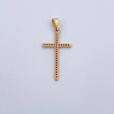 Dije Cruz 1.1gr / 3.3cm / Circones Fucsias Oro Amarillo 18K $