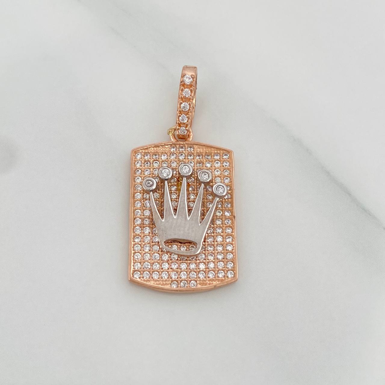 Crown Pendant 3.95gr / 1 1/4 in / Two Golds Yellow Rose 18K %