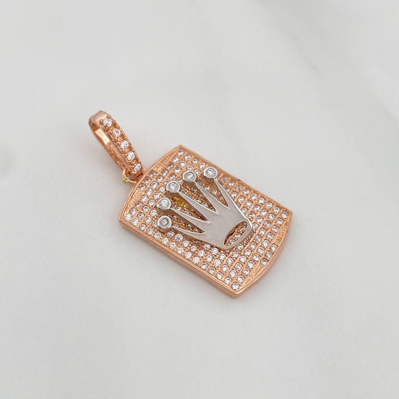 Crown Pendant 3.95gr / 1 1/4 in / Two Golds Yellow Rose 18K %