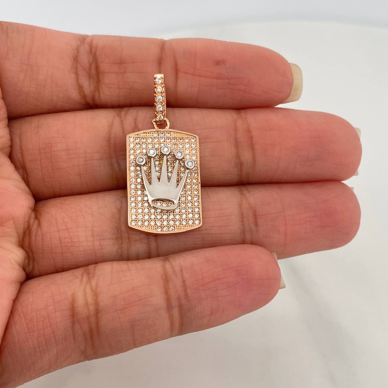 Crown Pendant 3.95gr / 1 1/4 in / Two Golds Yellow Rose 18K %