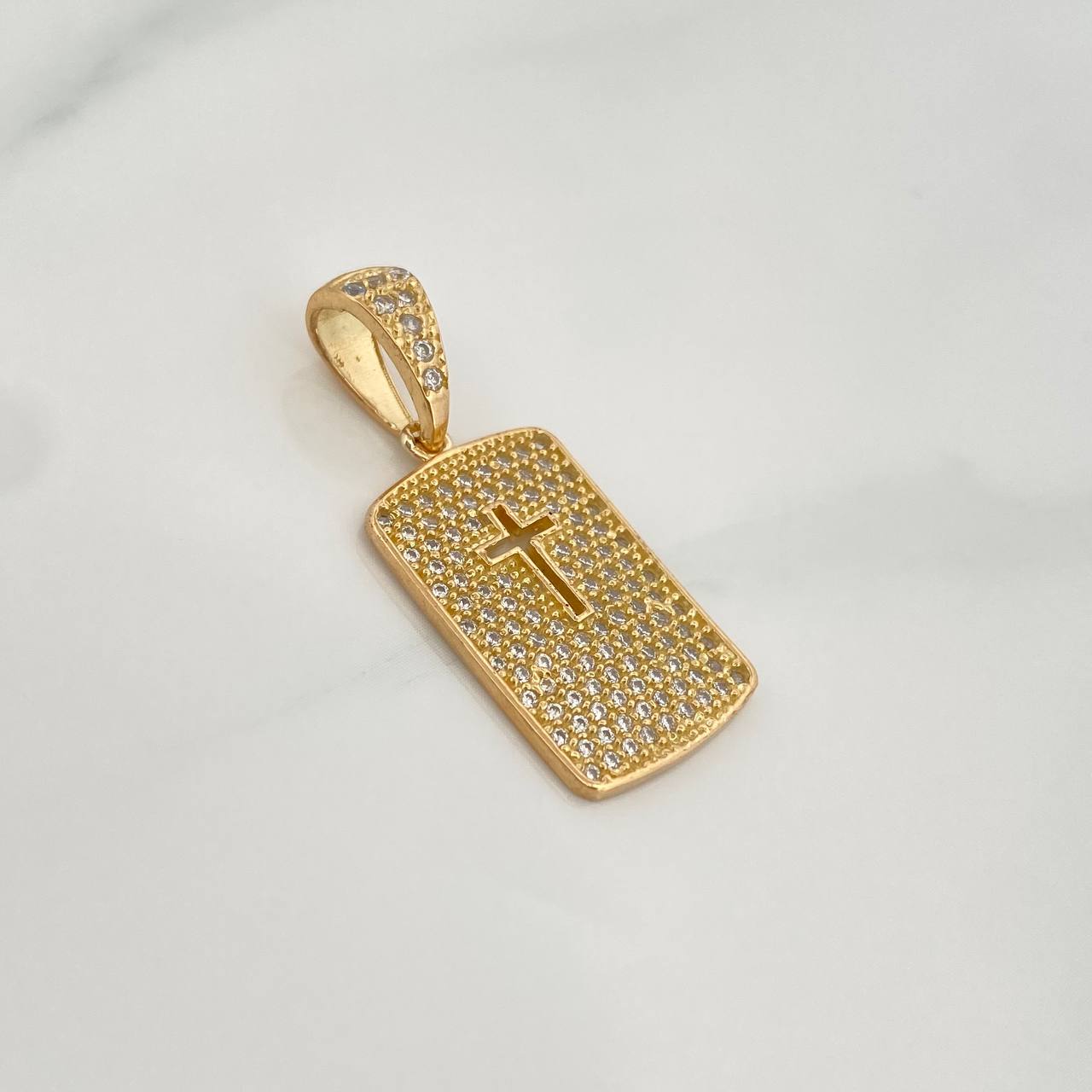 Dije Placa Cruz 3.35gr / 3.1cm / Oro Amarillo 18K &