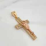 Dije Cruz Rosario Virgen Guadalupe 5.9gr / 4.5cm / Dos Oros Amarillo Rosa 18K &