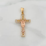Dije Cruz Rosario Virgen Guadalupe 5.9gr / 4.5cm / Dos Oros Amarillo Rosa 18K &