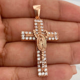 Dije Cruz Rosario Virgen Guadalupe 6.1gr / 4.5cm / Oro Rosa 18K &