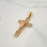 Dije Cruz Rosario Virgen Guadalupe 5.9gr / 4.5cm / Dos Oros Amarillo Rosa 18K &