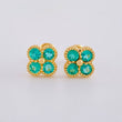Stud Earrings Clover Emeralds 78 Pts 1.9 g / in / 7.3 mm Yellow Gold 18K