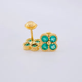 Stud Earrings Clover Emeralds 78 Pts 1.9 g / in / 7.3 mm Yellow Gold 18K