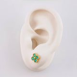 Stud Earrings Clover Emeralds 78 Pts 1.9 g / in / 7.3 mm Yellow Gold 18K