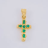 Dije Cruz Tronco Esmeraldas 80Pts 2 g / 1 1/4 in Oro Amarillo 18K