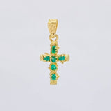 Pendant Trunk Cross Emeralds 80Pts 1.8 g / 1 1/4 in 18K Yellow Gold