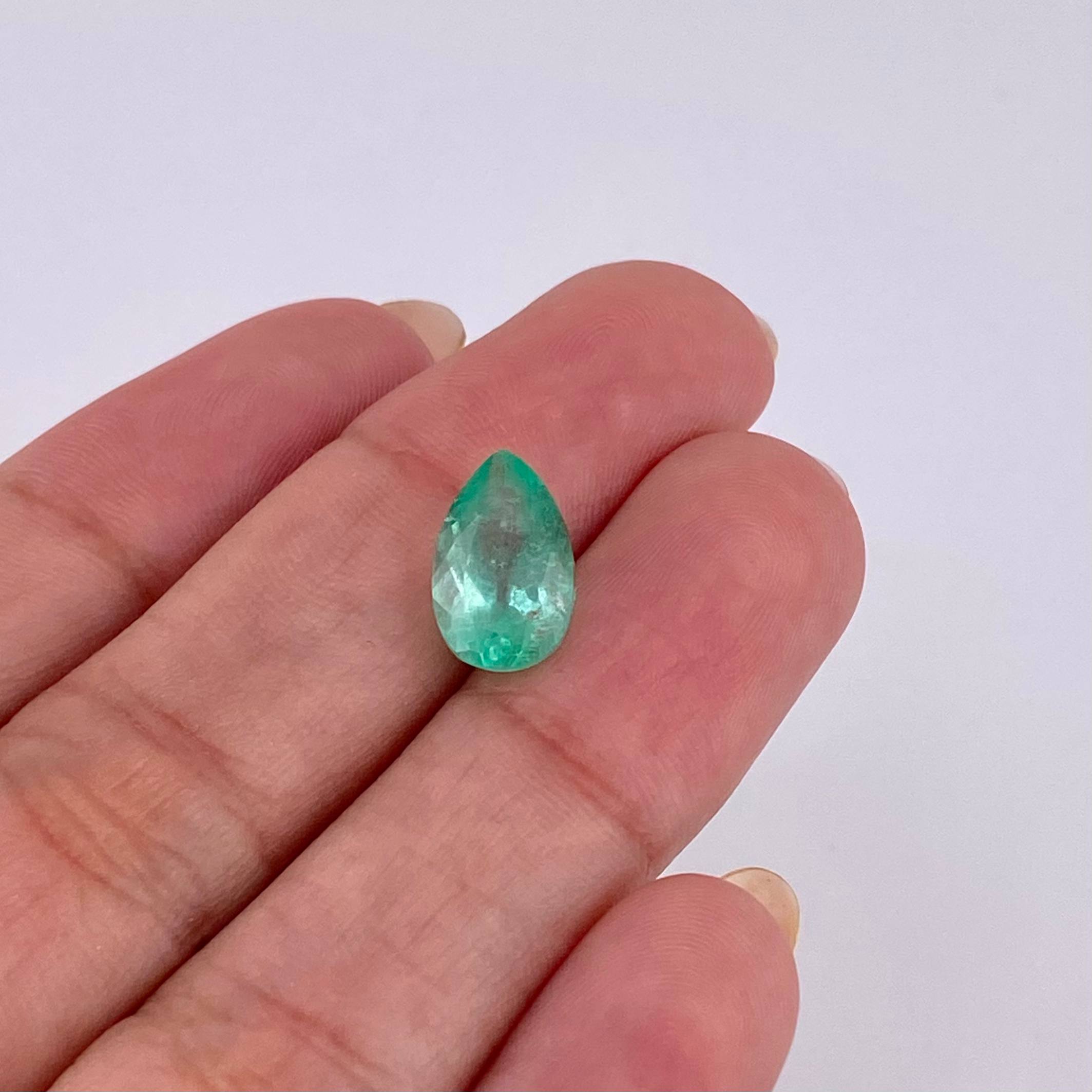 Piedra Esmeralda 2,93 Qts Lagrima Gota De Aceite