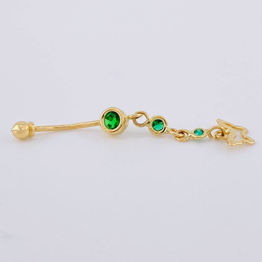 Piercing Mariposa Burbujas Colgantes 0.8 g / 1 1/2 in Oro Amarillo 18K