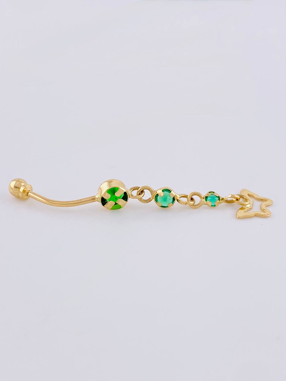 Piercing Mariposa Burbujas Colgantes 0.8 g / 1 1/2 in Oro Amarillo 18K