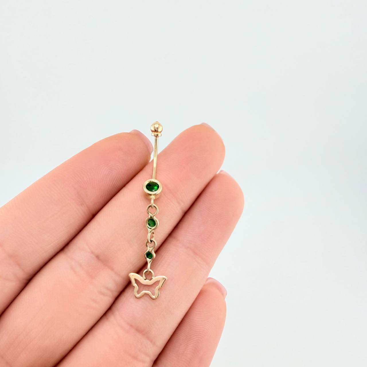 Piercing Mariposa Burbujas Colgantes 0.8 g / 1 1/2 in Oro Amarillo 18K