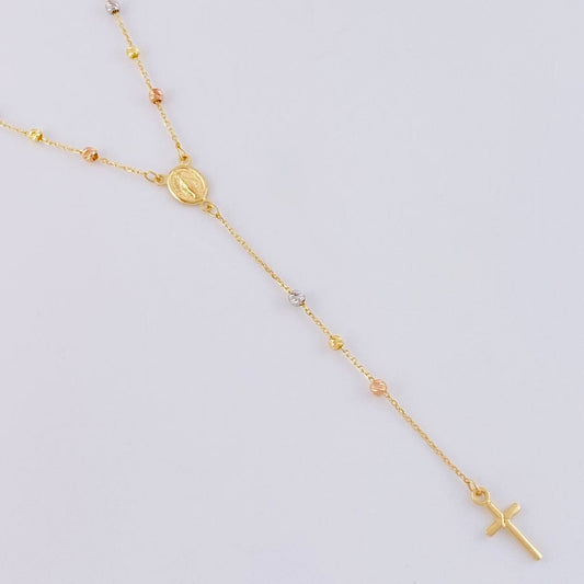 Rosario Virgen Milagrosa Cruz Lisa 2.8 g / 17 3/4 in / 0.9 mm Tres Oros 18K