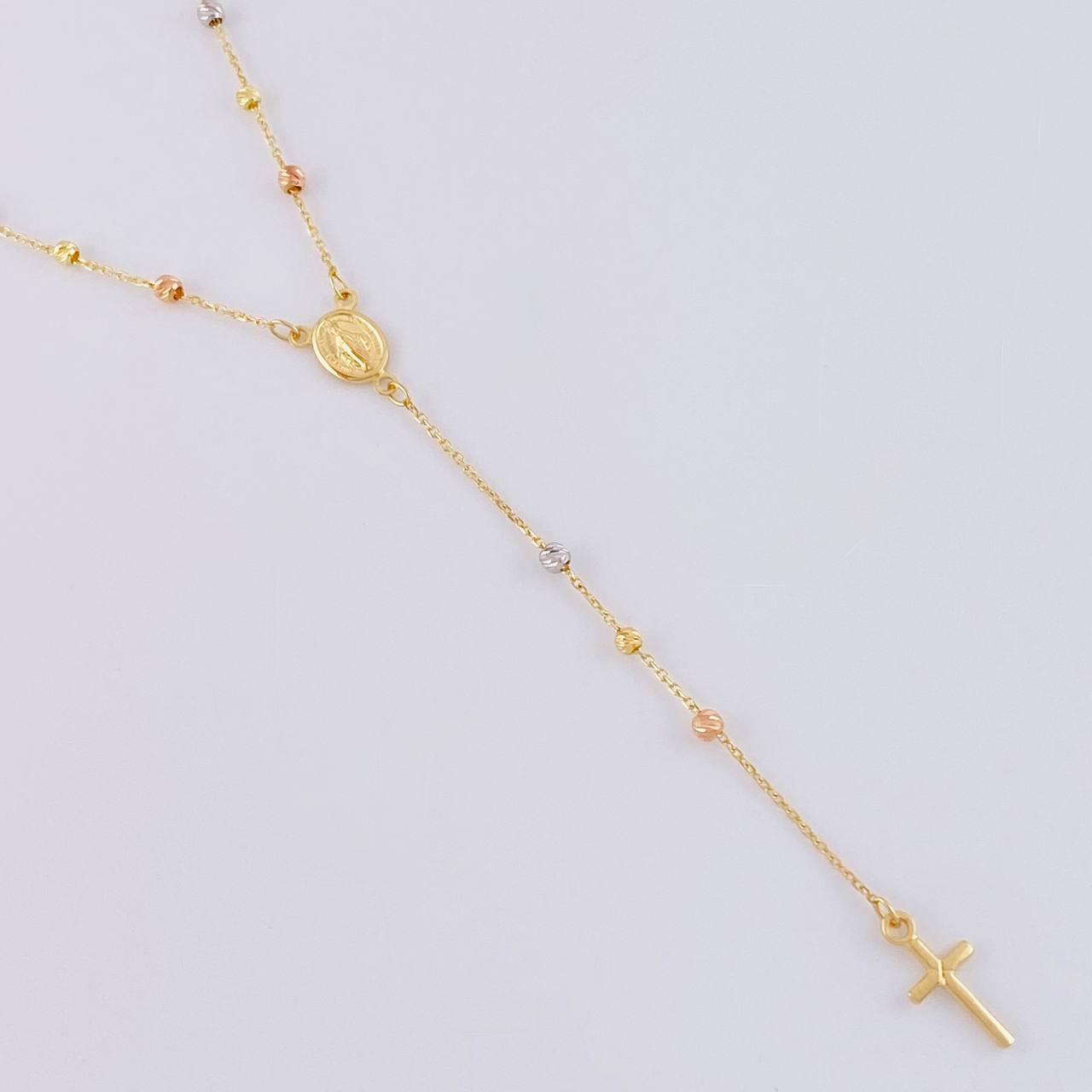 Rosario Virgen Milagrosa Cruz Lisa 2.8 g / 17 3/4 in / 0.9 mm Tres Oros 18K