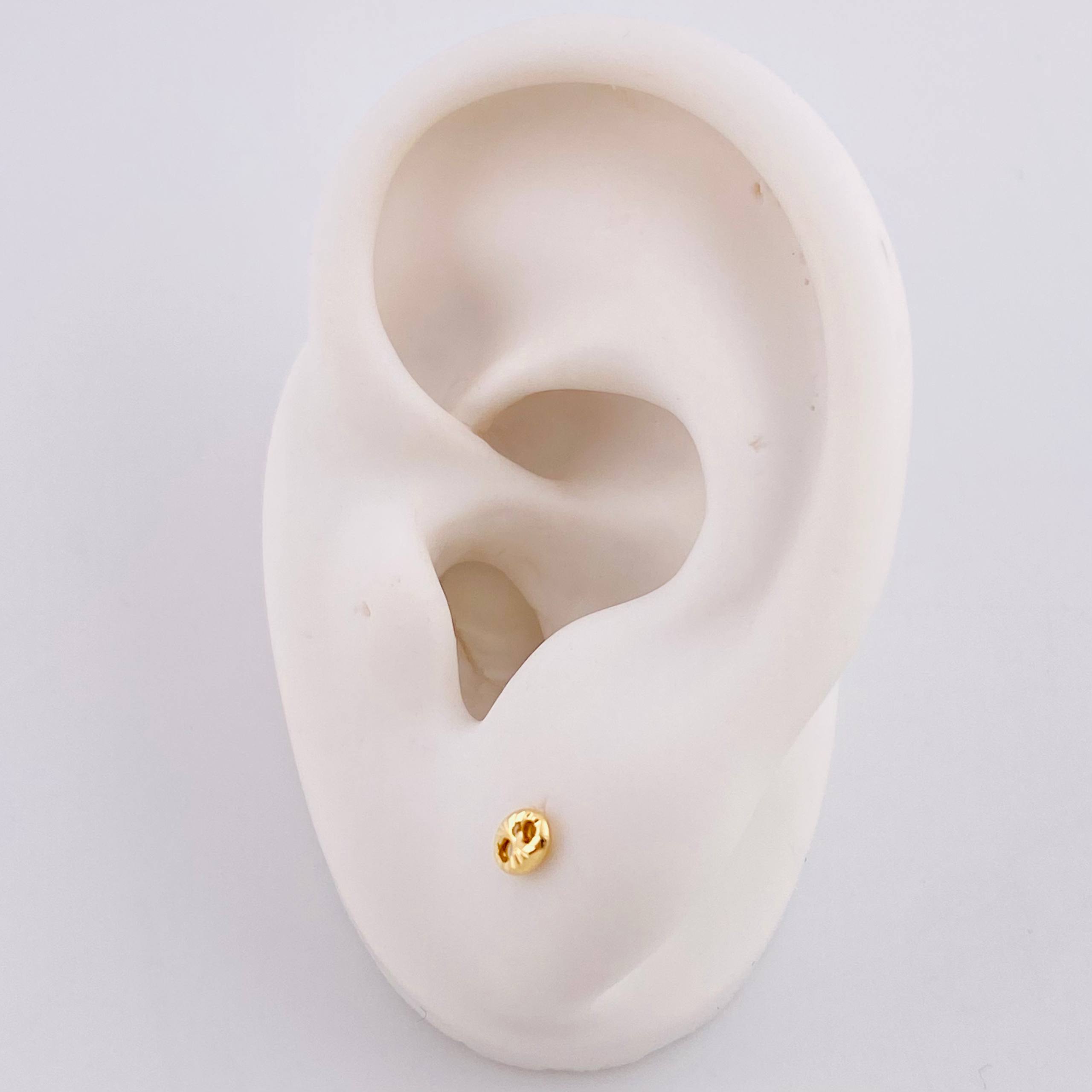Diamond Cut GC Stud Earrings 0.4g / in / 3.4mm 18K Yellow Gold