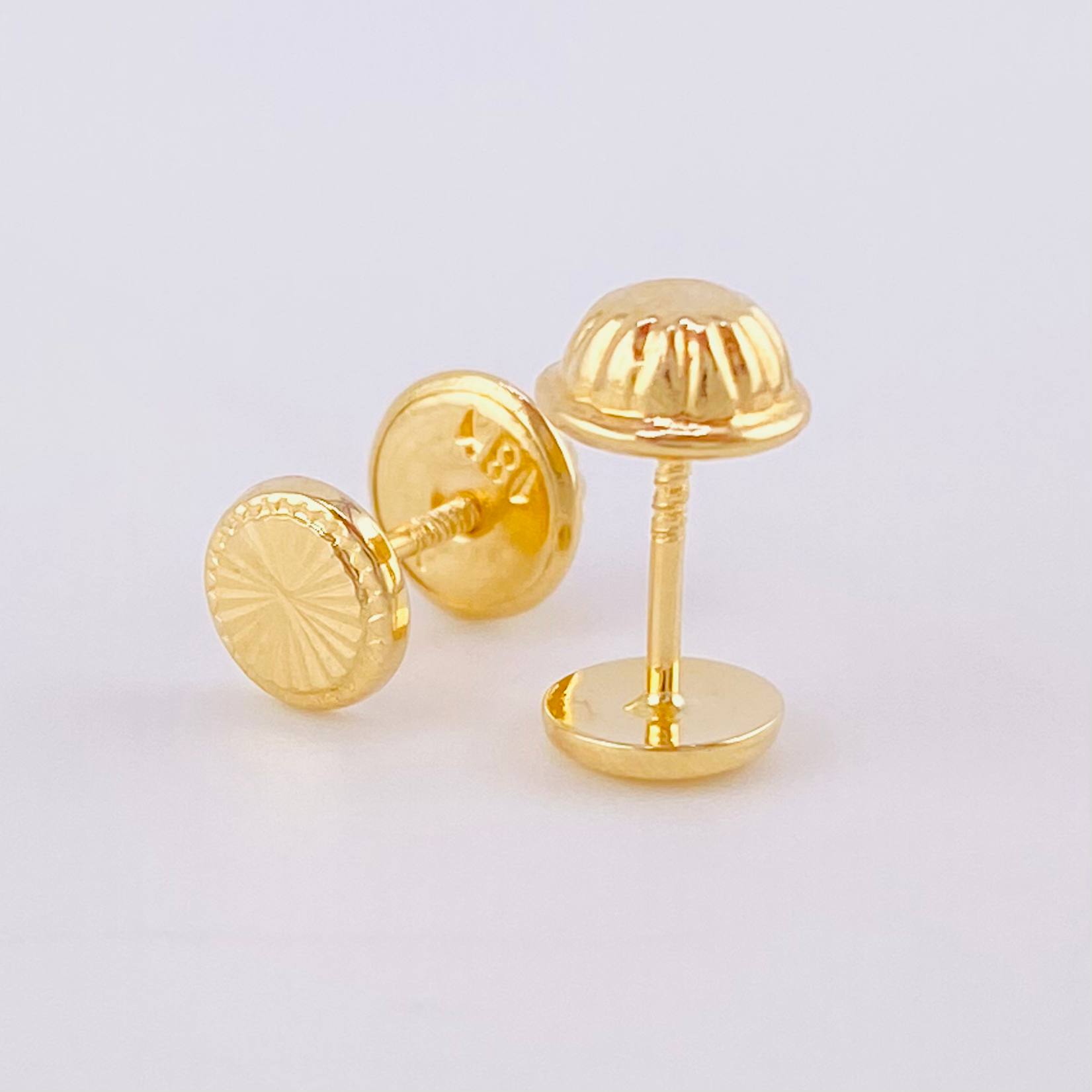 Diamond Cut Circle Stud Earrings 0.5g / in / 5mm Yellow Gold 18K
