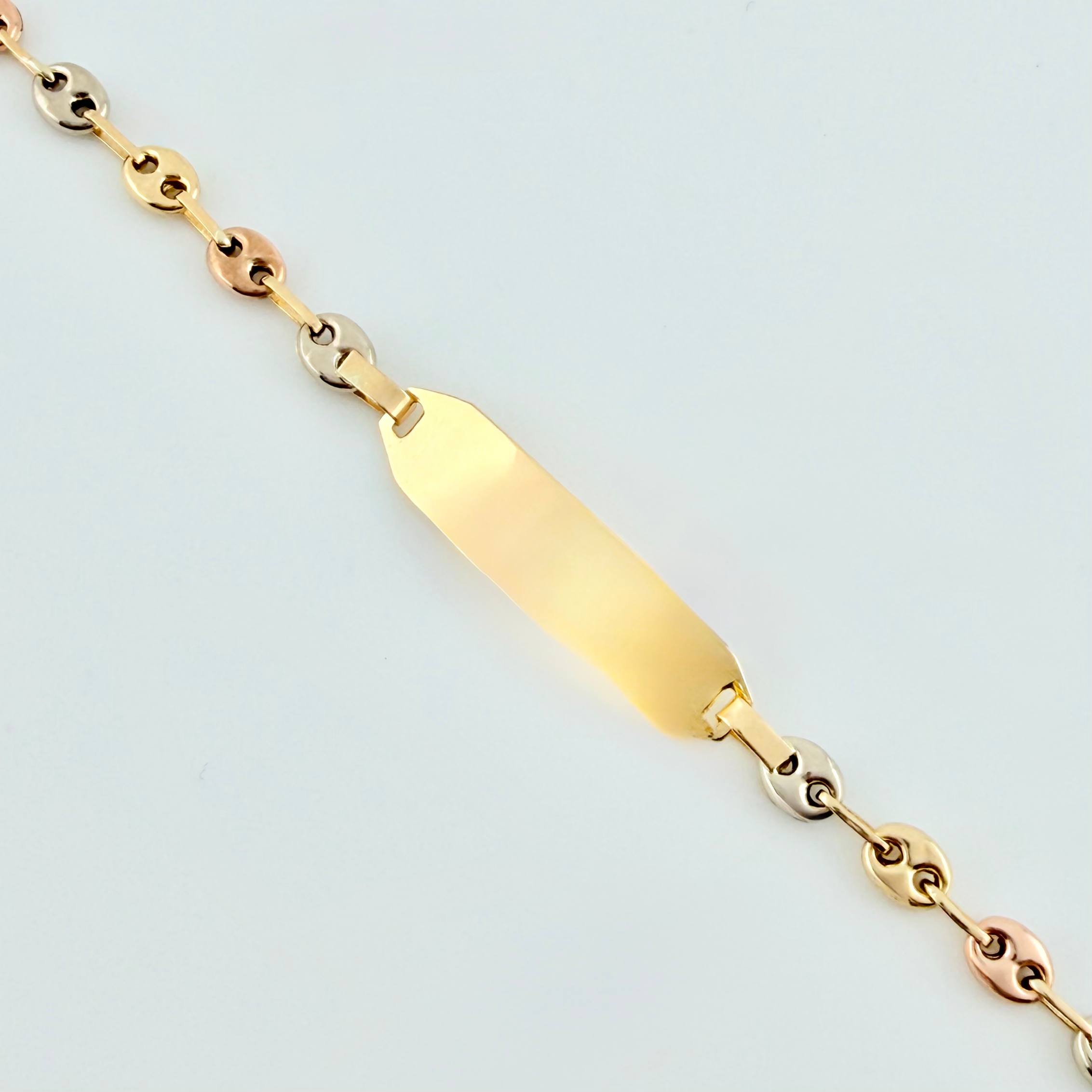 Pulso Bebé Gc Placa Rectangular Lisa 1.4gr / 5 3/4 in / 3.2mm Tres Oros 18K ©