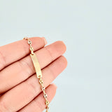 Pulso Bebé Gc Placa Rectangular Lisa 1.45gr / 5 3/4 in / 3.2mm Tres Oros 18K *