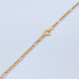 Cadena Figaro 3.1gr / 59.8cm / Dos Oros Amarillo Blanco +1 18K $