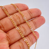 Cadena Figaro 3.1gr / 59.8cm / Dos Oros Amarillo Blanco +1 18K $
