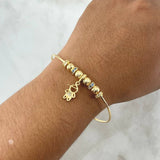 Bracelet PD Child 8.75gr / 18cm / 6mm Beads Diamond Cut White Zircons Blue Yellow Gold 18K ©