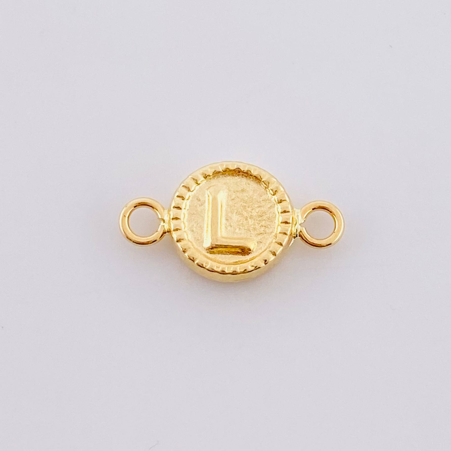 Herraje Letra L Marco Bordeado 0.4g / 1/2 in Oro Amarillo 18K