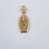 Dije Virgen Guadalupe 3.05gr / 3.1cm / Circones Blancos Verdes Fucsias Oro Amarillo 18K $