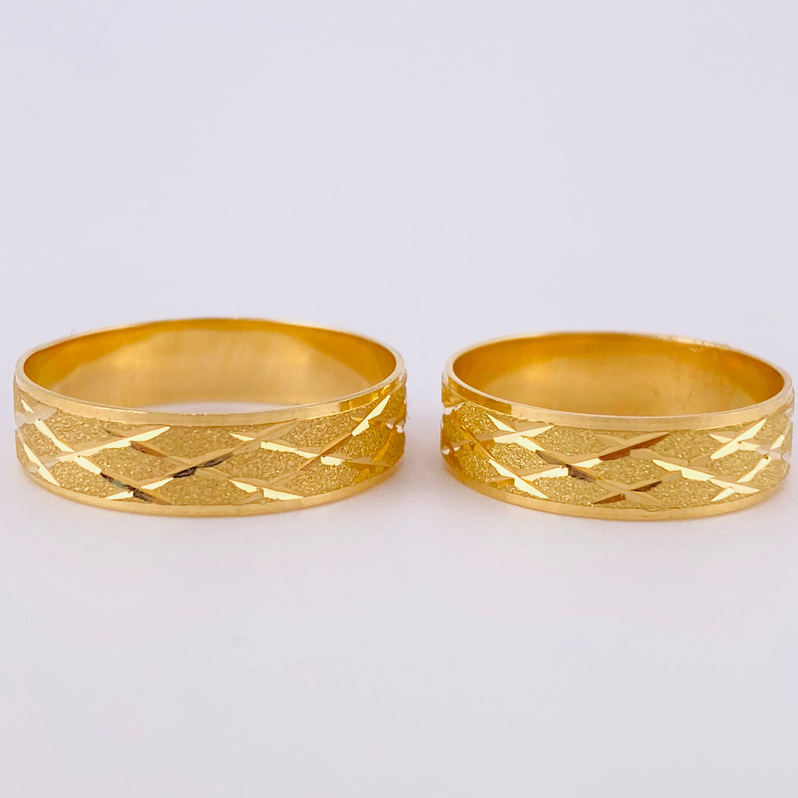 Set Argolla Malla Zig-Zag Diamantada Mate 5.35 g Oro Amarillo 18K (A.C)