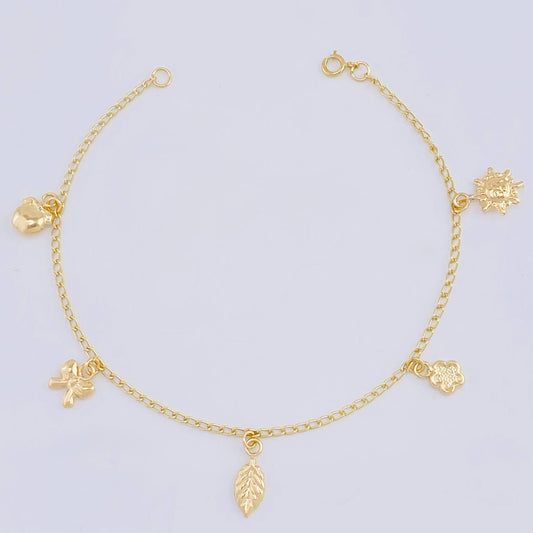 Pulso Espiga Dijes 2.75 g / 7 1/2 in / 1.6 mm Oro Amarillo 18K