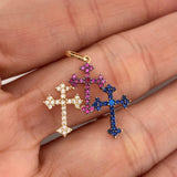 Dije Tres Cruces 1.4gr / 1 in / Dos Oros Negro Amarillo 18K $