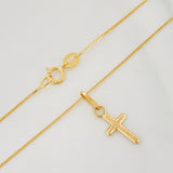 Set Cadena Veneciana + Dije Cruz / 1.35 g / 17 3/4 in Oro Amarillo 18K