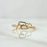 Anillo Fé Corazón 1.15gr / T5 1/2 / Circones Blancos Oro Amarillo 18K ©