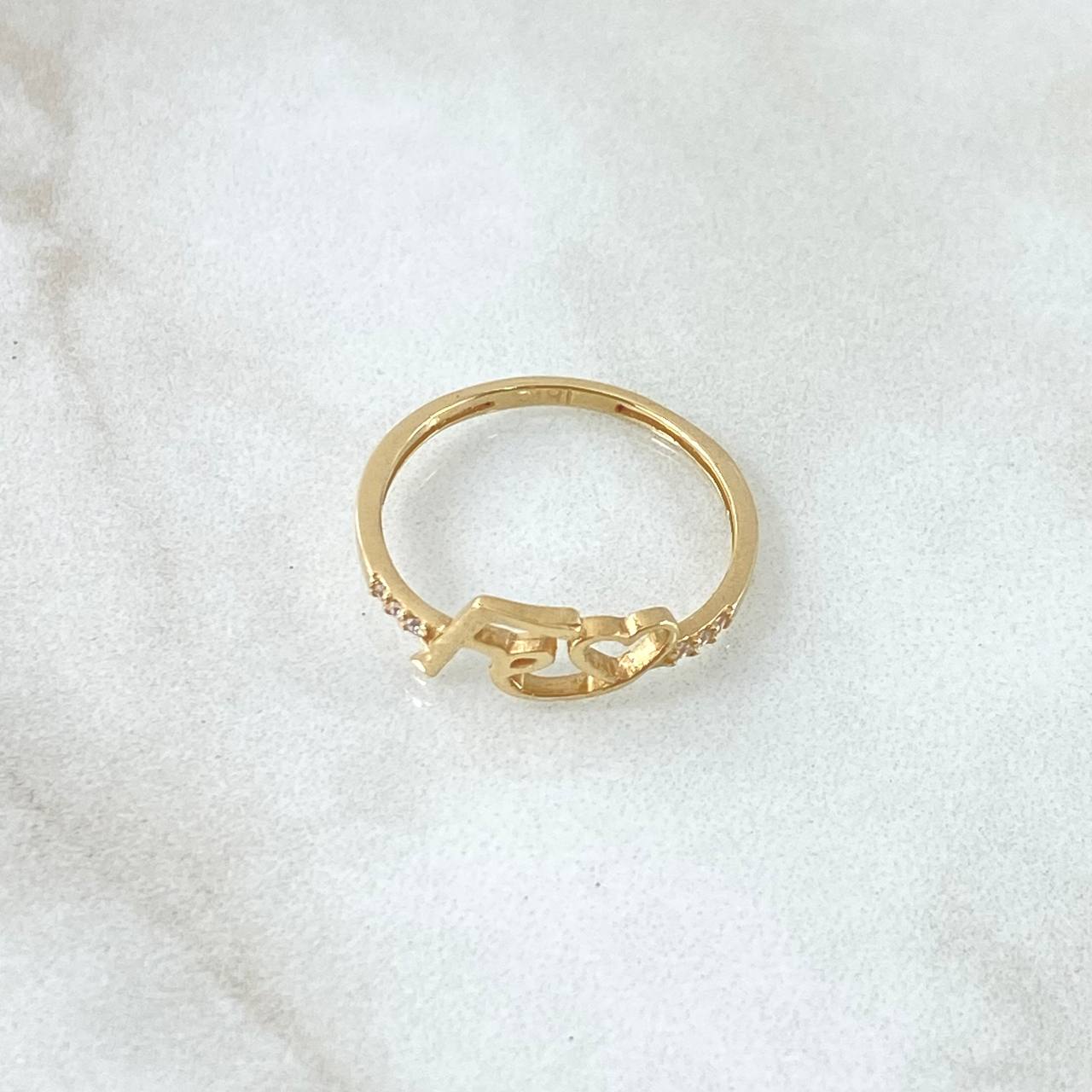 Anillo Fé Corazón 1.25gr / T7 1/2 / Circones Blancos Oro Amarillo 18K *