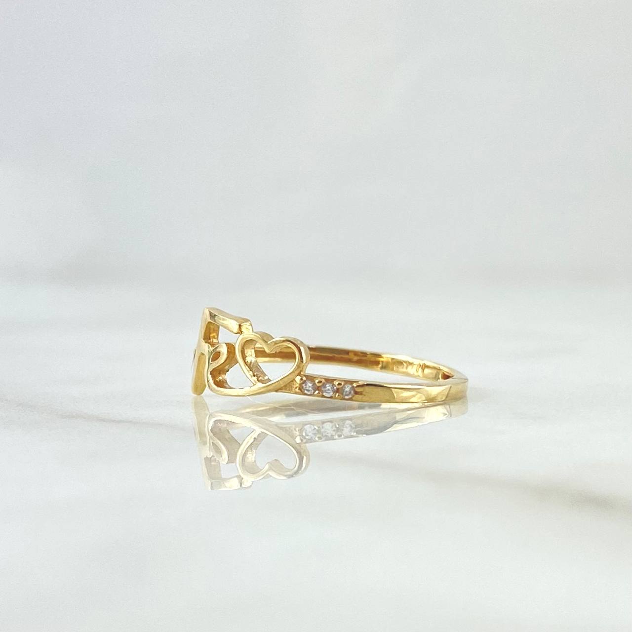 Faith Heart Ring 1.2gr / Size 6 / White Zircons 18K Yellow Gold *