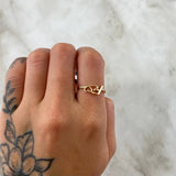 Anillo Fé Corazón 1.25gr / T7 1/2 / Circones Blancos Oro Amarillo 18K *