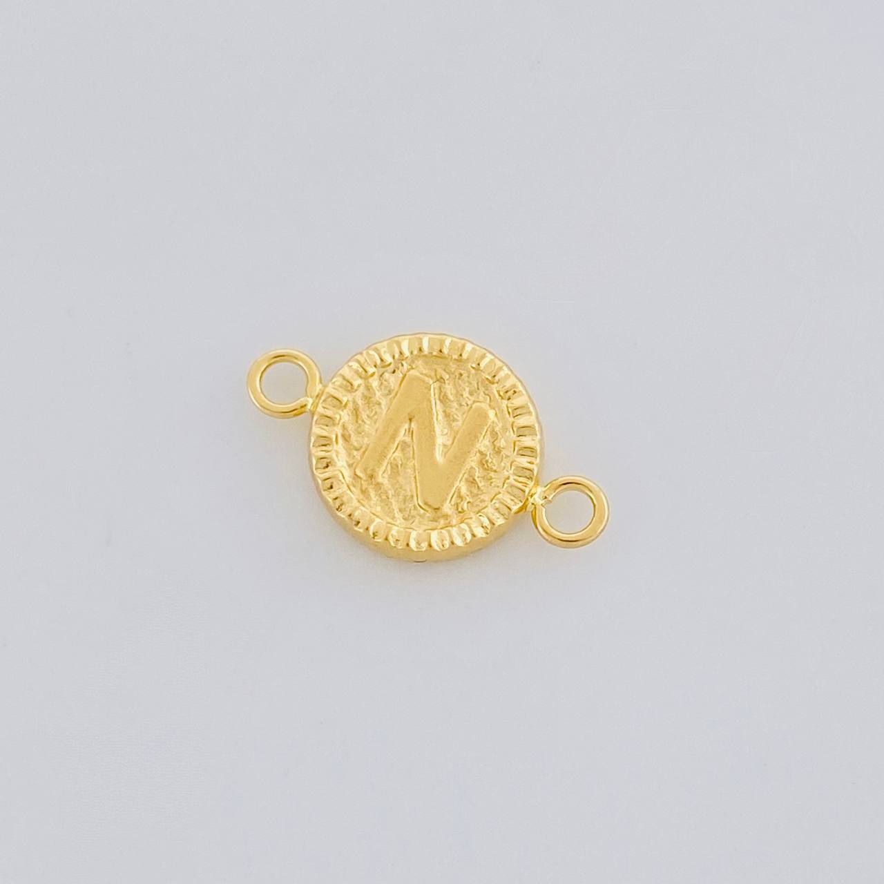 Herraje Letra N Marco Bordeado 0.55g / 3/4 in Oro Amarillo 18K